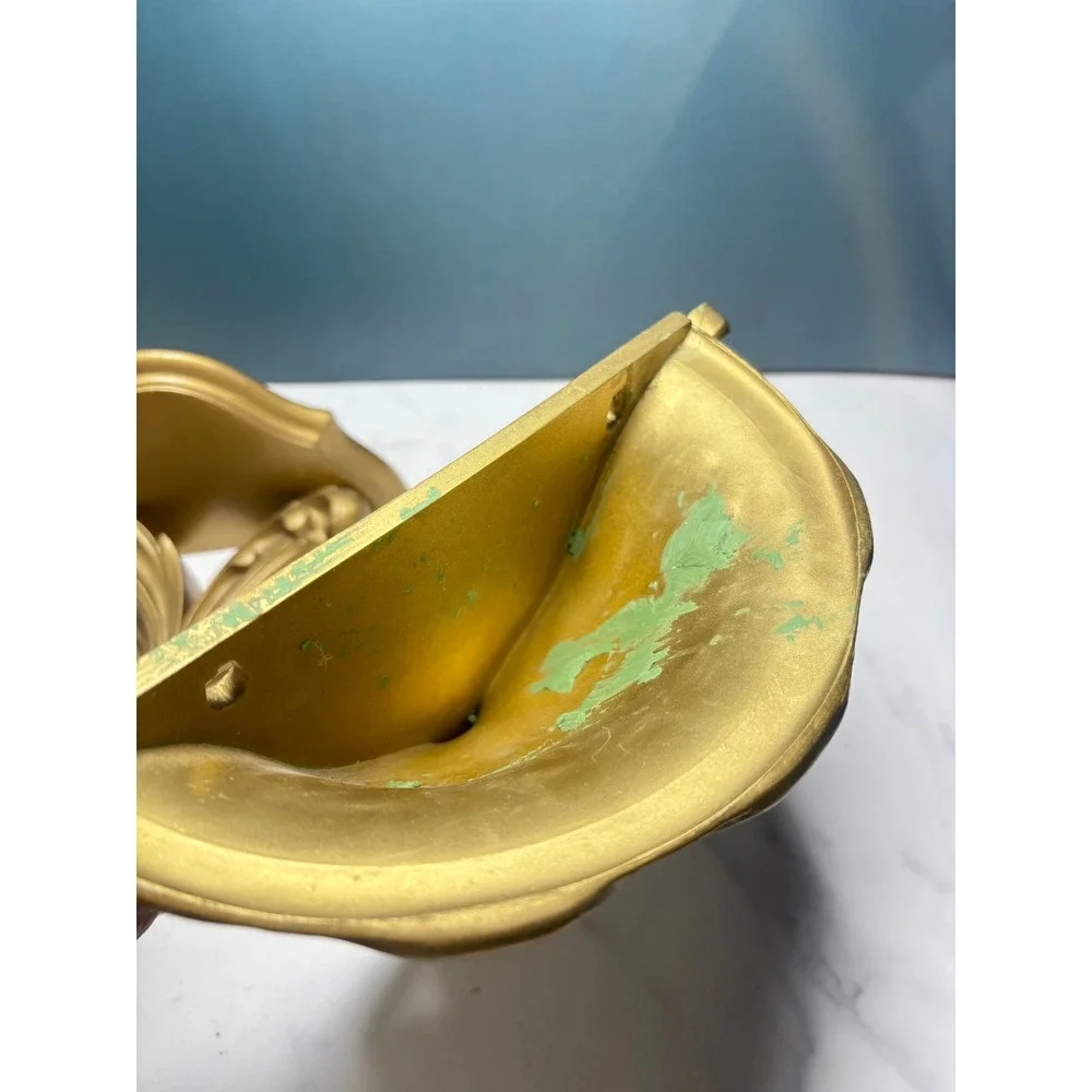 Vintage Gold Wall Shelf and Pocket Planter Set Hollywood Regency Ornate Decor